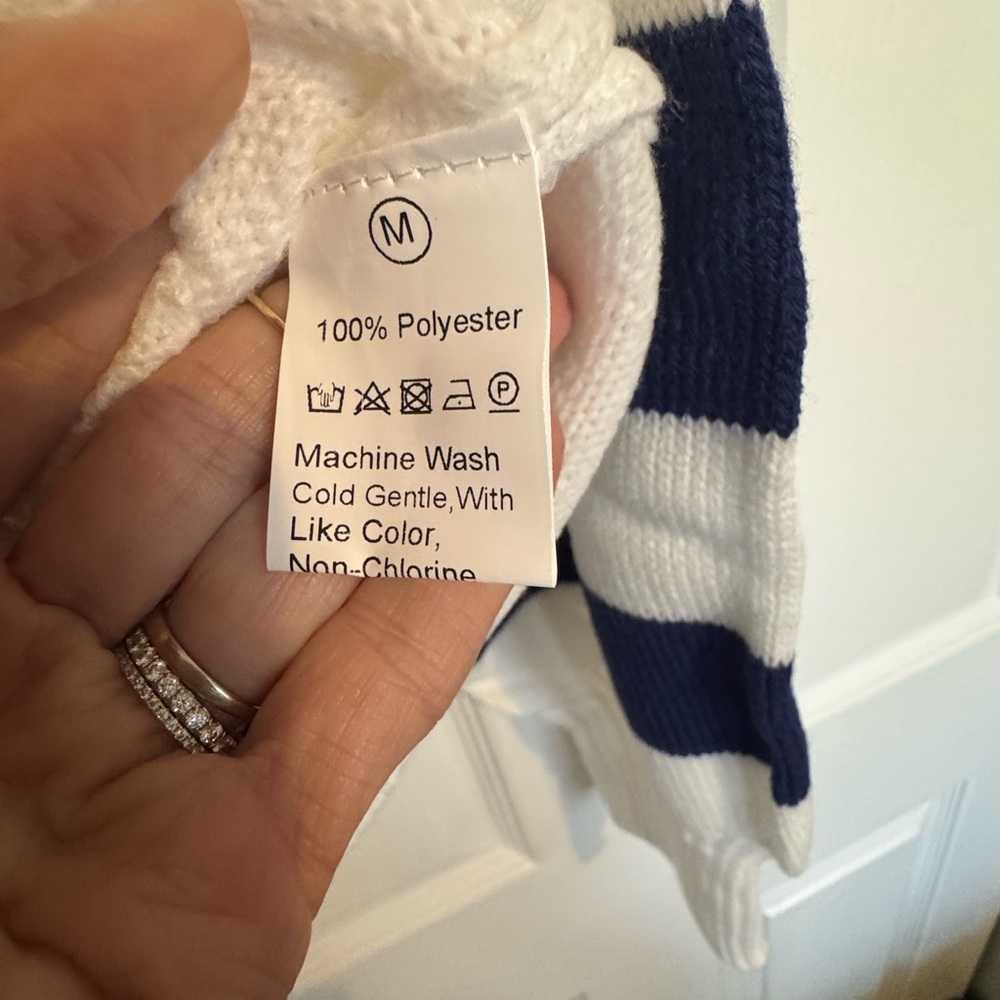 Nautical White and Navy Sweater - Picture 4 of 6